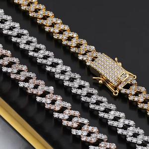 For Hot-Selling Personalized Hip-Hop Full-Diamond Copper <b>Cuban</b> <b>Chain</b> Necklace Unisex Jewelry Wholesale - Product Image 1