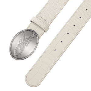 Custom Logo Alloy Plate <strong>Buckle</strong> With Rhinestone White Unisex Women <strong>Mens</strong> Luxury Genuine Leather <strong>Belts</strong> - Product Image 2