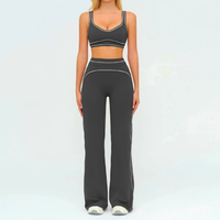 Ensemble de yoga pour femmes : soutien-gorge de sport, débardeur et pantalon long, séchage rapide, pour la course en extérieur et la gym