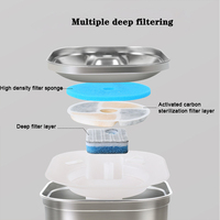 Fontaine à eau pour animaux de compagnie en acier inoxydable, distributeur d'eau automatique, filtre à eau pour chat en acier 304, 2,2 L