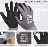 Gants de travail gris LOCCEF Comfort Extra Series, revêtement en nitrile micro-mousse sur la paume, tricot de nylon sans couture, gants industriels, MOQ 6 paires