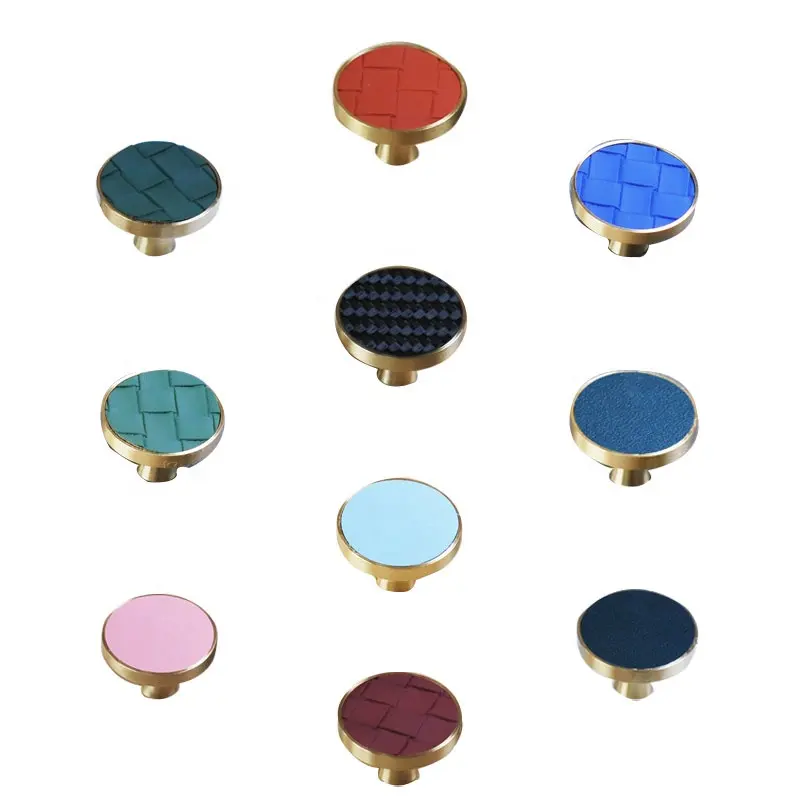 Promotion Wardrobe brass shell pull gorgeous colorful leather pattern wardrobe drawer single hole pull