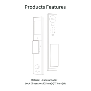 Waterproof 3D Face Recignition Smartlock Digital Tuya <b>Wifi</b> Fingerprint <b>Smart</b> Door Lock with <b>Camera</b> and Fingerprint - Product Image 6