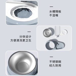 Stainless Steel Cat <b>Water</b> And Food <b>Dispenser</b> Oval Multifunction Pet Bowl For Cats - Product Image 4