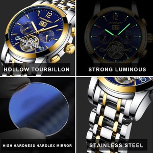 Montre-bracelet mécanique automatique de luxe POEDAGAR en acier inoxydable, tourbillon, montre pour homme, étanche, lumineuse, montres pour hommes d'affaires - Product Image 2