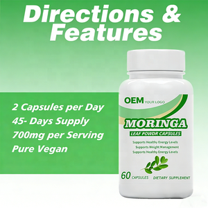Cápsulas de Extracto de Moringa Vegano Orgánico, Suplemento Herbal Antioxidante, Aumenta la Energía, Apoya la Salud de las Articulaciones, Cápsulas de Polvo de Moringa - Product Image 6