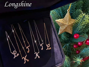 เครื่องประดับคริสต์มาสที่กำหนดเองสร้อยคอตัวอักษรดาวรูป18พันสร้อยคอทอง - Product Image 5