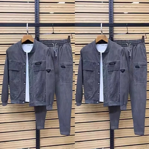 <span class=keywords><strong>Completo</strong></span> da <span class=keywords><strong>Uomo</strong></span> Due Pezzi di Alta Qualità Taglie Forti per la Primavera, in Tessuto Lavato con Blocchi di Colore, Stile Streetwear Pesante e Confortevole - Product Image 6