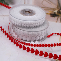 Ruban tissé en forme de cœur à ultrasons Xinchen, tissu jacquard coloré gaufré, cadeau de la Saint-Valentin en forme de cœur
