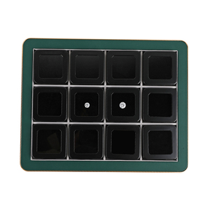 Juego de bandejas de piedras preciosas profesionales de 12 compartimentos Marco dorado con cajas de plata negra/brillante para joyeros y coleccionistas - Product Image 1