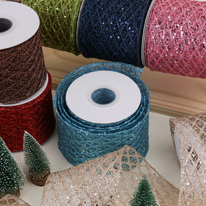 Pita Kawat Jala Berkilauan 4'' 10 Yard Perak untuk Dekorasi Rumah, Pembungkus Kado, Kerajinan DIY, Karangan Bunga untuk Pohon Natal - Product Image 3