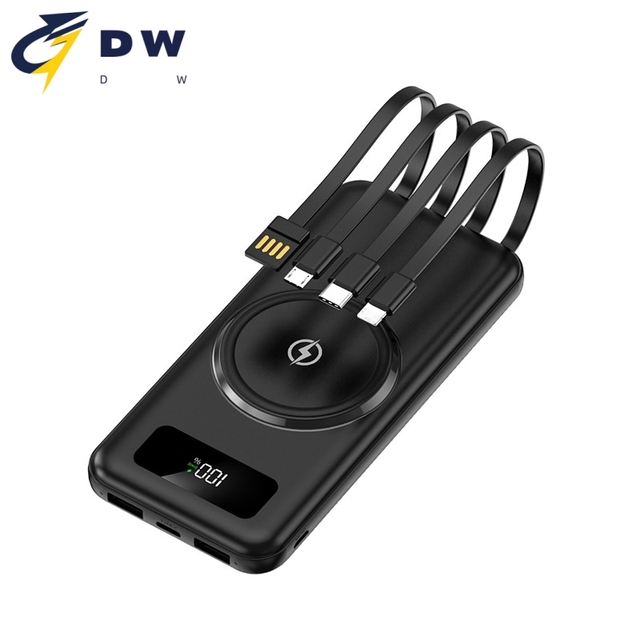 Portable Powerbank 20000mah Quick Charge Built in Cables Digital Display 20000Mah Fast Charger Power Bank With Wireless Charging