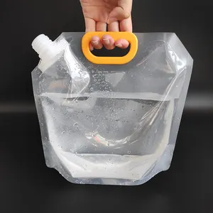 ถุงใส่น้ำพลาสติกสำหรับตั้งแคมป์กลางแจ้งกระเป๋าใส่น้ำแบบพับได้ขนาดใหญ่5L ใส่เหยือกน้ำฉุกเฉิน