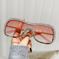 Punk Style lunettes de soleil grand strass nuances noir rose gris luxe surdimensionné Y2K lunettes de soleil femmes métal sans monture Vintage argent
