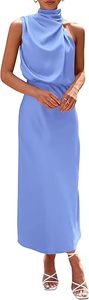 Vestido de Satén para Mujer, Nuevo Verano 2025, Elegante Vestido de Cóctel sin Mangas, <span class=keywords><strong>Alta</strong></span> <span class=keywords><strong>Costura</strong></span> con Logotipo - Product Image 3