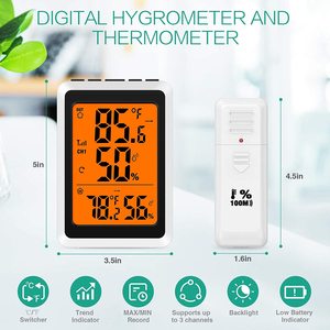 Thermomètre numérique, jauge de température, moniteur d'humidité, hygromètre, mesureur d'humidité avec rétroéclairage, niveau de confort MAX/MIN - Product Image 3
