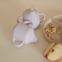 NEWEVER Ensemble de tasses d'apprentissage en silicone pour bébés, best-seller, avec paille, pour enfants de 2 à 4 ans
