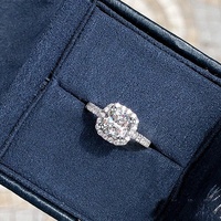 Bague de fiançailles et de mariage tendance en moissanite haut de gamme plaquée platine, sans perte de couleur, Hundred Match