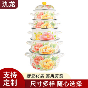 Jilong Enamel <b>Soup</b> <b>Pot</b> 1.1L-2L Heat Resistant With Lid Household Cooking <b>Pot</b> - Product Image 3
