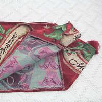 Chemin de table jacquard tissé à fleurs Joyeux Noël - Multicolore Coton/Polyester Personnalisable