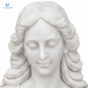 Estatua de Ángel de Mármol Blanco Puro <span class=keywords><strong>Luca</strong></span> |   Escultura Conmemorativa de Jardín con Ángel Alado Sosteniendo Flores, Decoración de Cementerio Pulida, Hecho a Medida - Product Image 4