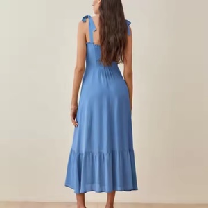 Vêtements pour femmes sur mesure OEM, robe de plage élégante, nouvelle mode décontractée, robe longue en coton et lin pour femmes - Product Image 3