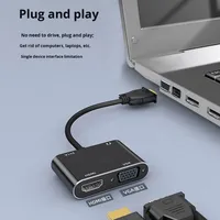 Convertidor VGA a HDTV 4 en 1, 1080P 60Hz, Divisor VGA Chapado en Oro con Audio, Carcasa de Aluminio para PC, Laptop, Monitor, TV, Proyector