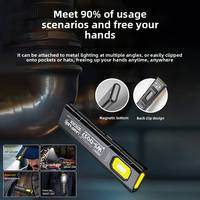 Luce da Lavoro LED COB Magnetica Ultra Sottile 30g in Plastica, IP65, Ricaricabile USB-C, Torcia con Clip per Cappello, Portatile per Emergenze