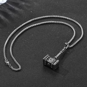 Pendentif Marteau de Thor en Acier Inoxydable, Collier Rétro Hip Hop Rock pour Homme, Bijou Cadeau - Product Image 3