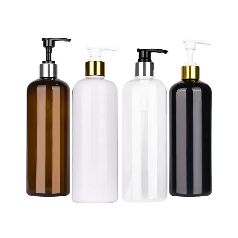 Empty shampoo container 100ml 150ml 250ml 300ml 500ml clear amber PET plastic pump bottles with pump dispenser