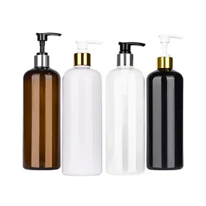 Leerer Shampoo-Behälter 100ml 150ml 250ml 300ml 500ml klare bernstein farbene PET-Kunststoff-Pump flaschen mit Pumpsp ender