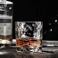 Verre à whisky à facettes transparent, avec base épaisse, style Old Fashioned, pour spiritueux, articles de bar et bar à domicile