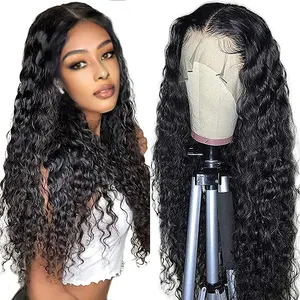 Uniky Hot Sale Wet And Wavy Lace Front Wig Wholesale 180% Density Long Transparent Swiss Water Wave 13X4 Pre-pluck Lace Wig