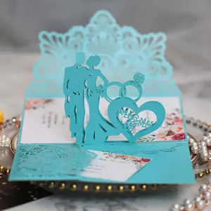 Convite de casamento com corte a laser, convite de casamento com envelopes convite cartões para o casamento nupcial chuveiro de noivado aniversário