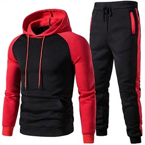 Jogging pour homme en coton 100% noir et rouge, style streetwear, décontracté, avec cordon de serrage, poches latérales, manches longues, pour l'hiver - Product Image 1