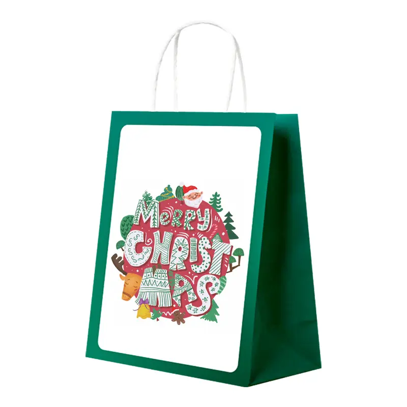 Hot Sale Christmas Theme Gift Paper Bags Candy Paper Bags