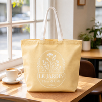 Sac fourre-tout en toile de coton bleu ciel avec logo personnalisé, MOQ flexible, pour femmes, pour le shopping quotidien et les trajets, impression graphique, sangles blanches