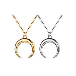 Trendy Crystal Pave Moon <strong>Star</strong> Pendant Zircon Crescent Necklace 18k Gold Plated Stainless Steel <strong>Italian</strong> Horn Necklace Jewelry - Product Image 3