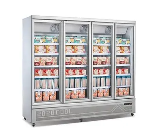 4玻璃门立式展示冰柜超市立式深冰柜滑动门立式冰柜