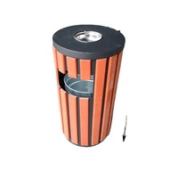 Poubelle extérieure en bois composite à double compartiment pour le recyclage