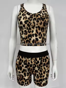 Set Personalizzato 2 Pezzi con Stampa Ghepardo e Leopardo, Pigiama <span class=keywords><strong>in</strong></span> Bambù per Donna, Maglietta con Maniche Raglan e Pantaloncini, <span class=keywords><strong>Abbigliamento</strong></span> Femminile - Product Image 4