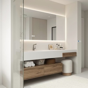 BALOM High Class Modern Style Hotel Home Use Bathroom Cabinet Custom Wood MDF Plywood Melamine Modular Vanity <b>Smart</b> <b>Mirror</b> - Product Image 2