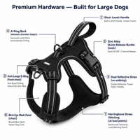 Harnais pour chien robuste anti-traction, gilet pour grand chien, réfléchissant, avec poignée rembourrée, anti-choc, ceinture de sécurité de voiture extensible, sûr et réglable