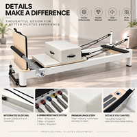 Machine de Pilates Reformer en alliage d'aluminium - Équipement de studio de Pilates portable et réglable pour usage commercial quotidien