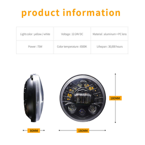Phare LED H4 de 7 pouces avec <span class=keywords><strong>clignotant</strong></span> ambre à anneau Halo pour <span class=keywords><strong>Lada</strong></span> <span class=keywords><strong>Niva</strong></span> Urban 4x4 Suzuki Jeep Offroad 12V 24V - Product Image 2