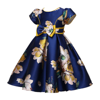 Robe de Soirée Formelle d'Été pour Filles, Écologique, Lavable, Coupe Trapèze, Longueur Genou, Motif Floral, Nœud en Satin, ODM