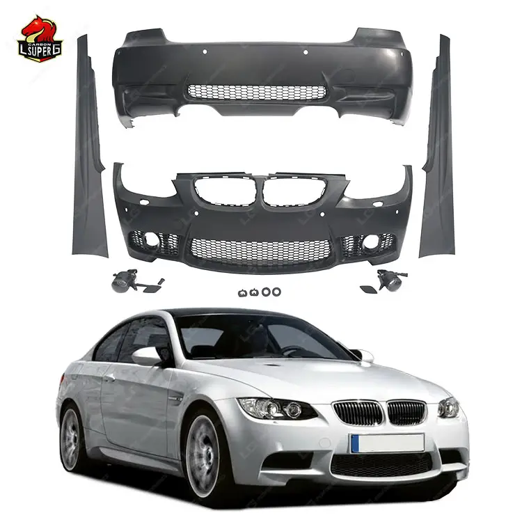 E92 Upgrade M3 Style Car Body Kit For BMW 3 Series E92 PP Material Front Rear Car Bumper Side Skirts