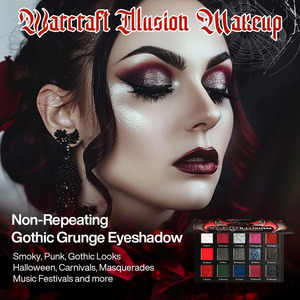 15 Color Highly Pigmented Matte Shimmer <b>Glitter</b> Eyeshadow Palette <b>Red</b> Black Gothic Eye Makeup Palette For Halloween Party - Product Image 5