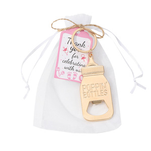 Porte-clés ouvre-bouteille Poppin Bottles en or, cadeaux de fête de naissance, cadeaux d'anniversaire, alliage de zinc, lot de 12 - Product Image 2