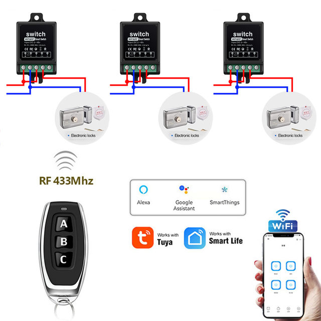 Remote Controller12v Mini Relay Wireless Switch Remote Control Rf 433mhz Switch Controller Smart Wifi Products Tuya Smart Switch